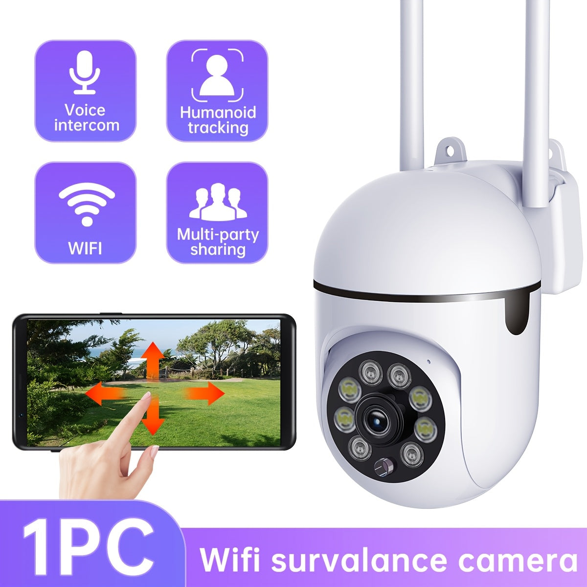 Experience the JOOAN HD WiFi Smart Security Camera with Infrared Night Vision, Two-Way Audio, and Remote Viewing App. This camera features full color night vision, is USB powered, and compatible with smartphones. Keep your home safe and secure with this