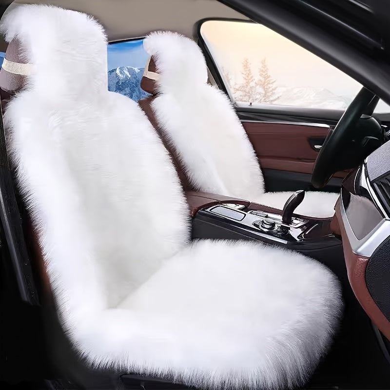 Plush winter car seat cushion with luxurious feel, thick warmth, hand-washable fit.