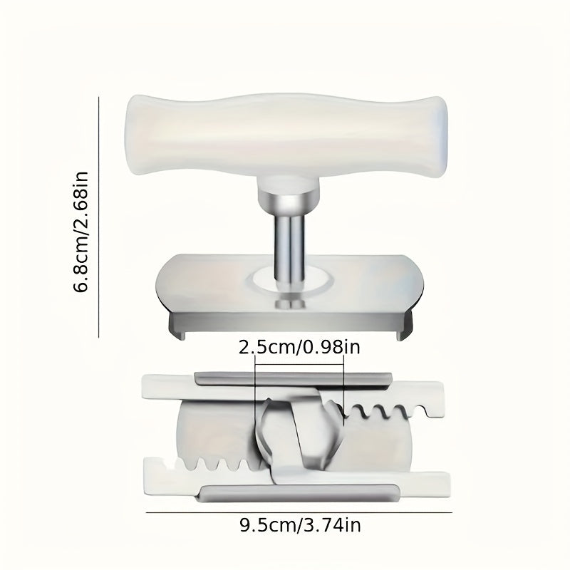 Stainless steel jar opener with adjustable grip for easy lid opening - essential kitchen tool.