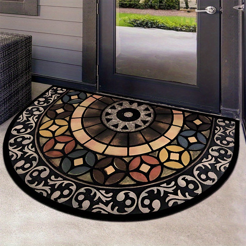 Experience the elegance of this Vintage Half Round Entryway Rug crafted from luxurious crystal velvet, complete with a non-slip backing and modern print design. Perfect for adding a touch of luxury to your living room, bedroom or entryway.