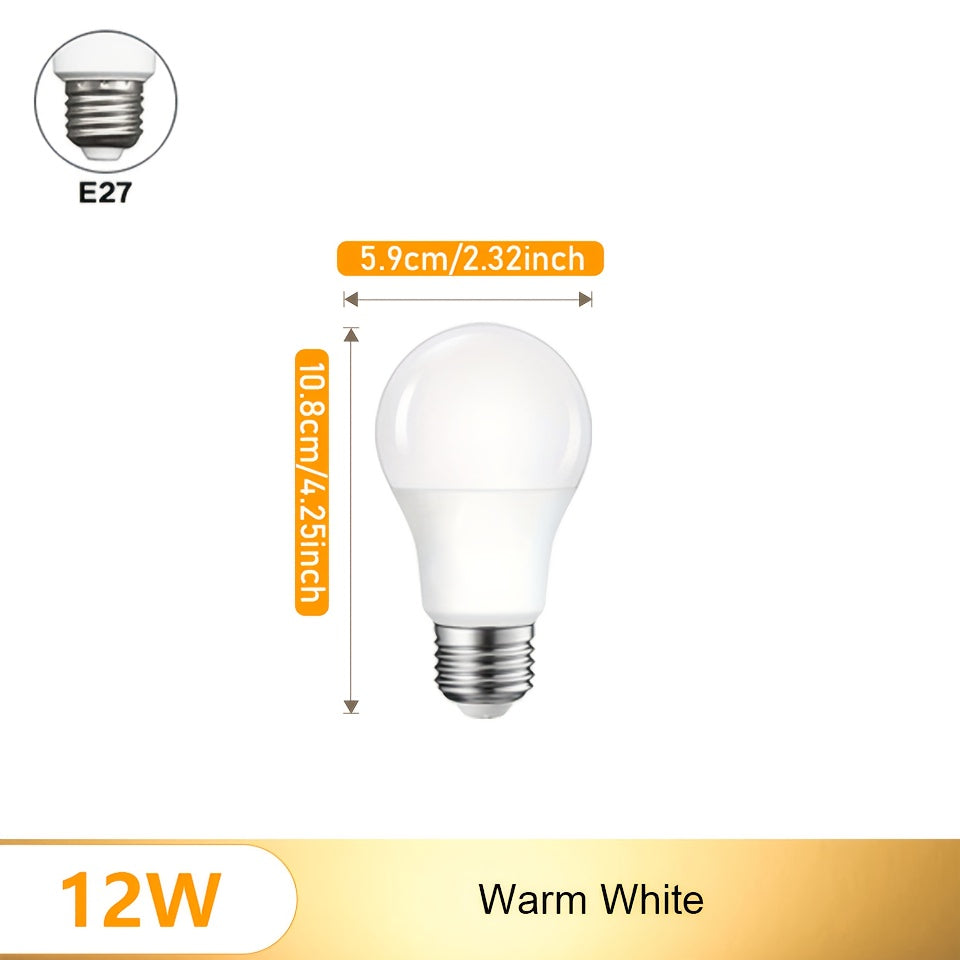 Motion sensor LED bulb with 8 pieces of LEDs, 12W, E27, and suitable for indoor lighting.