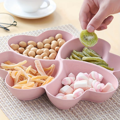 YUHUPHYLLIC 4-section heart-shaped tray for safe food contact with holiday themes - perfect for serving appetizers, desserts, condiments, snacks, fruits, nuts, candy, and chips. Ideal for Christmas, Halloween, Easter, Hanukkah, and Thanksgiving.