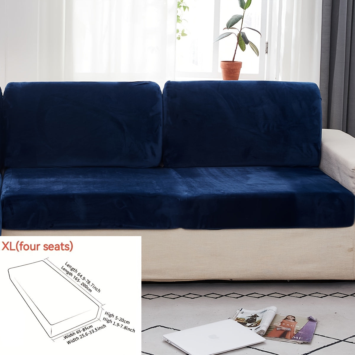 Golden Velvet Sofa Cover provides winter warmth and dustproof furniture protection. Easy to clean with elastic fabric, it offers full coverage and universal anti-slip design. Also serves as an anti-cat scratch back cover, cloth cushion cover suitable for