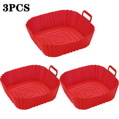 Set of 3 Non-Stick Silicone Air Fryer Baskets, Safe for Oven Use, Food-Grade Accessories for Versatile Cooking