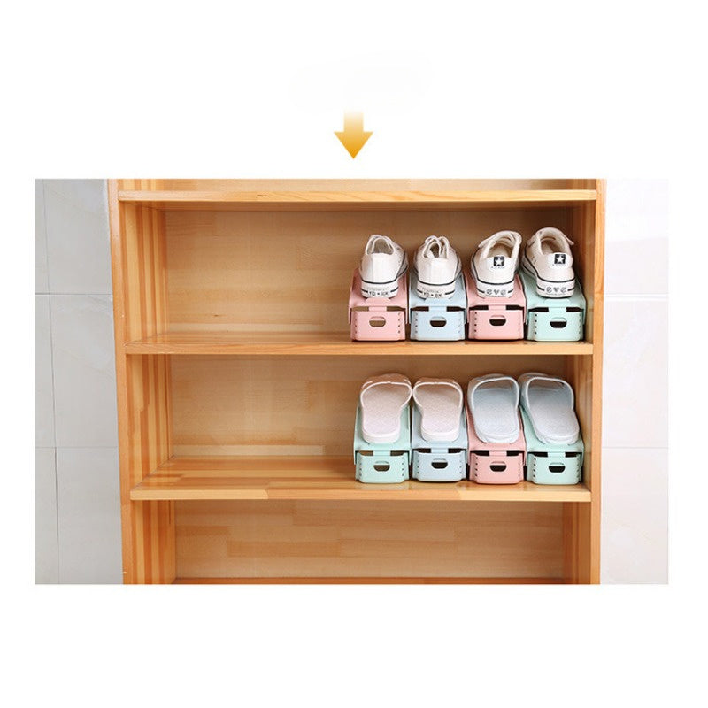 Adjustable Double-Layer Shoe Rack - Efficient Space-Saving Storage Solution for Slippers & Shoes, Ideal for Home and Dormitory Organization