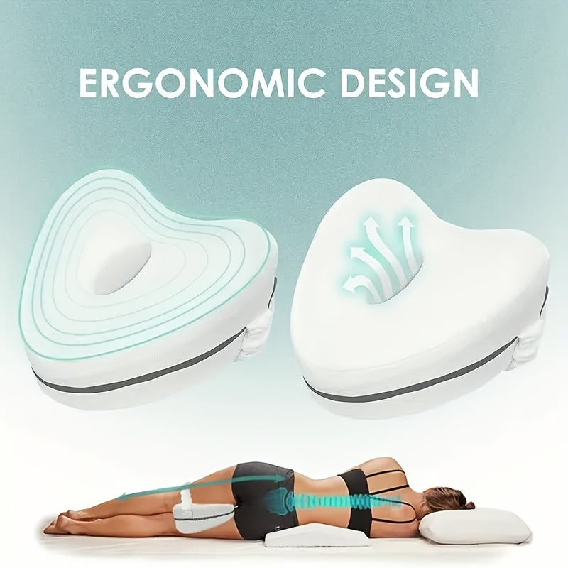 Ergonomic Memory Foam Leg Pillow designed for Side Sleepers - featuring a Hypoallergenic Knit Fabric Cover, Lightweight Knee Support Cushion with Strap, Hand Washable, Soft Polyester 200-250gsm Material, Ideal for Sleeping, Removable Knee Support Pad