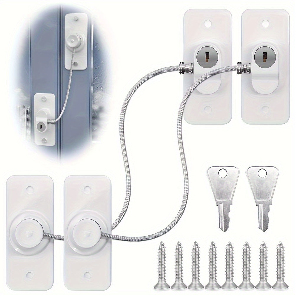 Set of 2 window locks for PVC windows, designed for security with screws and keys.