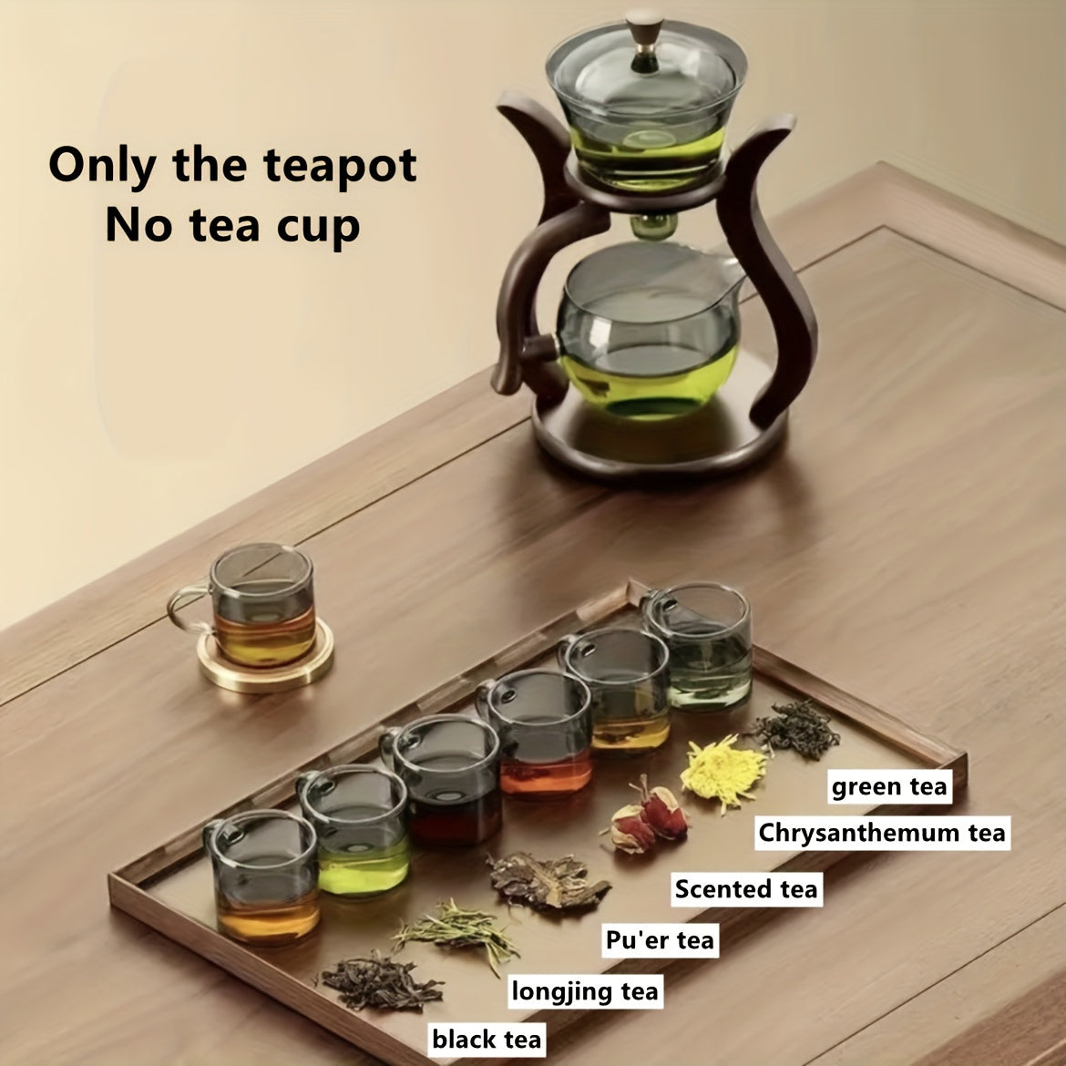 Lazy Kung Fu Glass Tea Set with infuser, magnetic switch, and teacup. Perfect for catering.