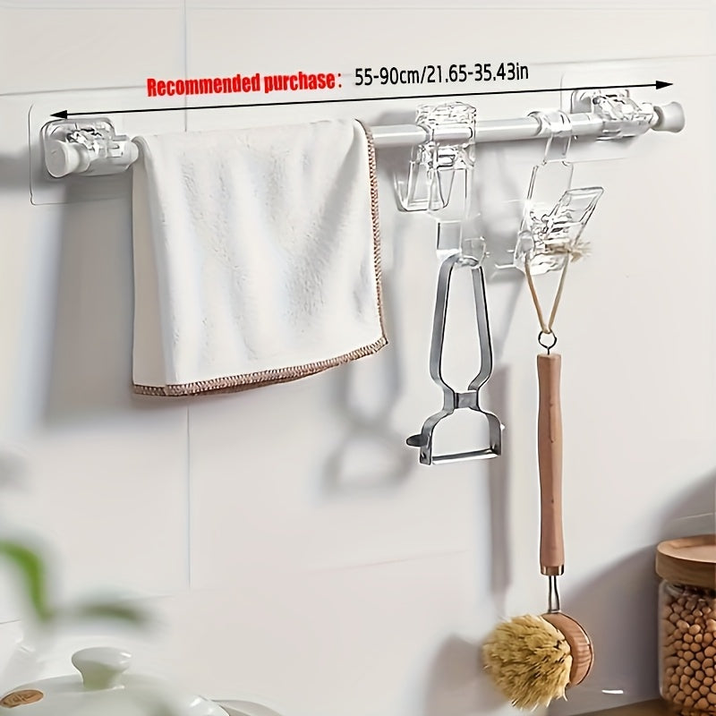 Spring-loaded metal towel bar for curtains and door curtains, no-drill tension mount.