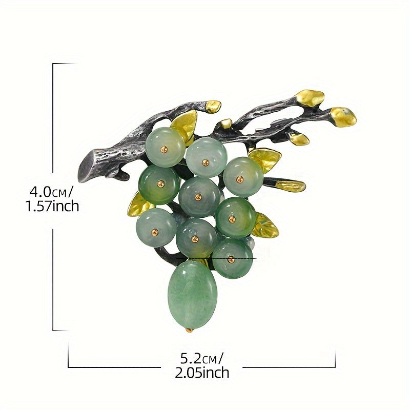 Vintage Grape Cluster Brooch Pin - Stylish Lapel Pin made of Alloy for Women's Suits & Dresses, Charming Addition to Sweaters and Coats, Great Gift Idea