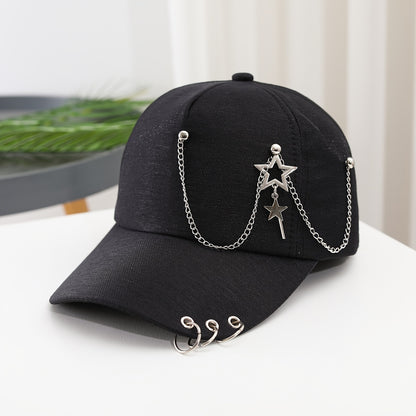 Women's baseball cap with star pendant, versatile outdoor headwear-great Eid gift.