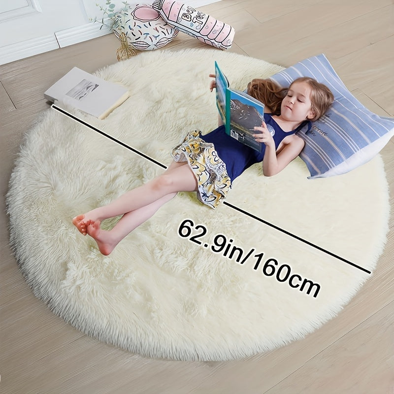 Round Large Ultra Soft Plush Rug - Non-slip and Waterproof Shaggy Throw Rug for Living Room, Bedroom, Nursery, Game Room, and Dormitory. Perfect Teenage Room Decoration - Room Decor (10.16cmX10.16cm)