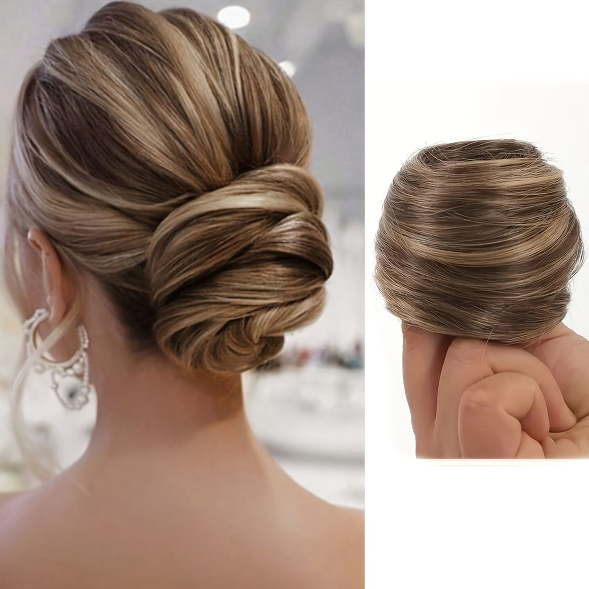 Stylish synthetic hair bun ponytail extension for women, great for both parties and casual wear.