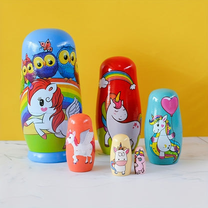 Handmade wooden nesting dolls toy set for kids aged 3-6. Ideal for various holidays and occasions.