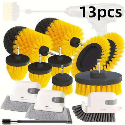 Set of 23 Pieces Including Drill Brushes, Window Brushes, Blind Spot Brushes, Dust Cleaning Brushes, Scouring Pads, and Drill Brush Accessories. Ideal for Cleaning Crevice Floors, Bathrooms, Kitchens, Tiles, Corners, Floors, Car Wheels, and Blind Spots.