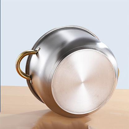 Set of 4 thickened soup pots made from 410 stainless steel with composite bottoms in sizes 18cm, 20cm, 22cm, and 24cm.