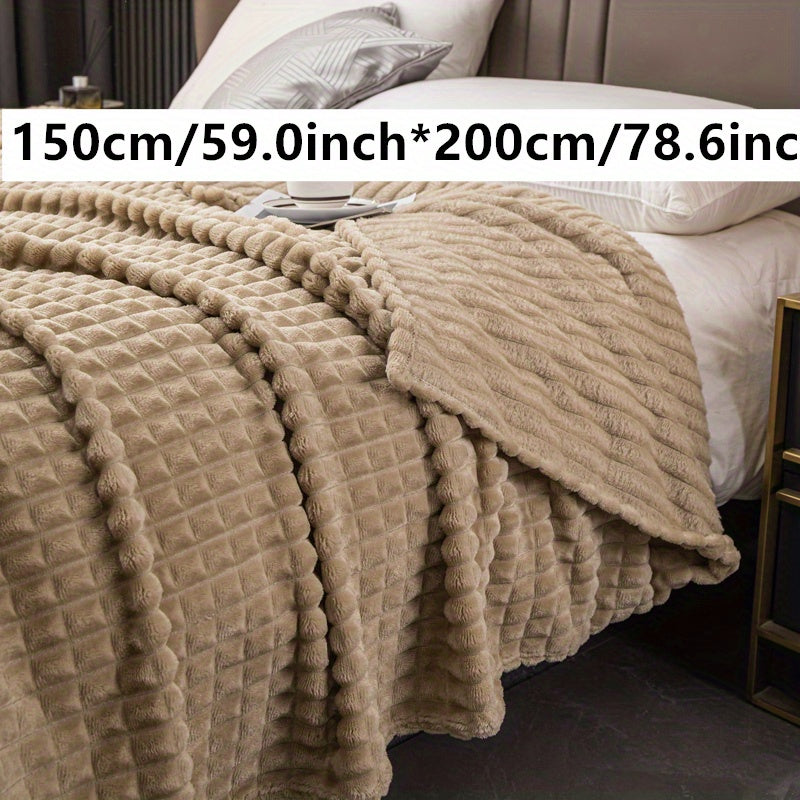 An imitation rabbit fur bed blanket featuring a corn grain pattern.