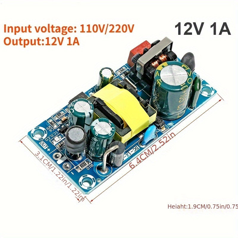 High-power switching power supply module with AC220V input and DC5V12V output options, with built-in boards available in various current capacities.