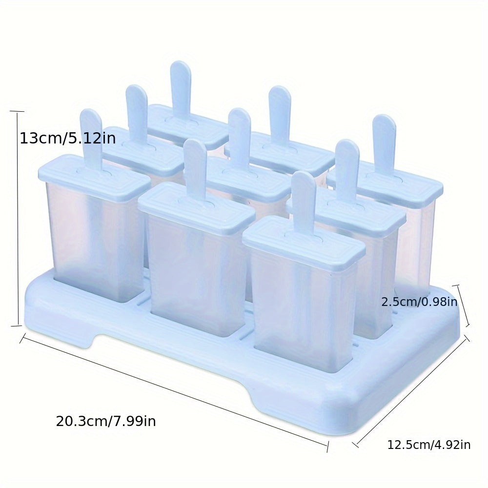 Muzqaymoq Popsicle Tayyorlash To'plami - 9 Dona, Tomchi Himoyasi va Tayoqni o'z ichiga oladi - Tozalash oson, Joyni tejaydi - BPA-free materiallardan uyda muzqaymoq tayyorlang