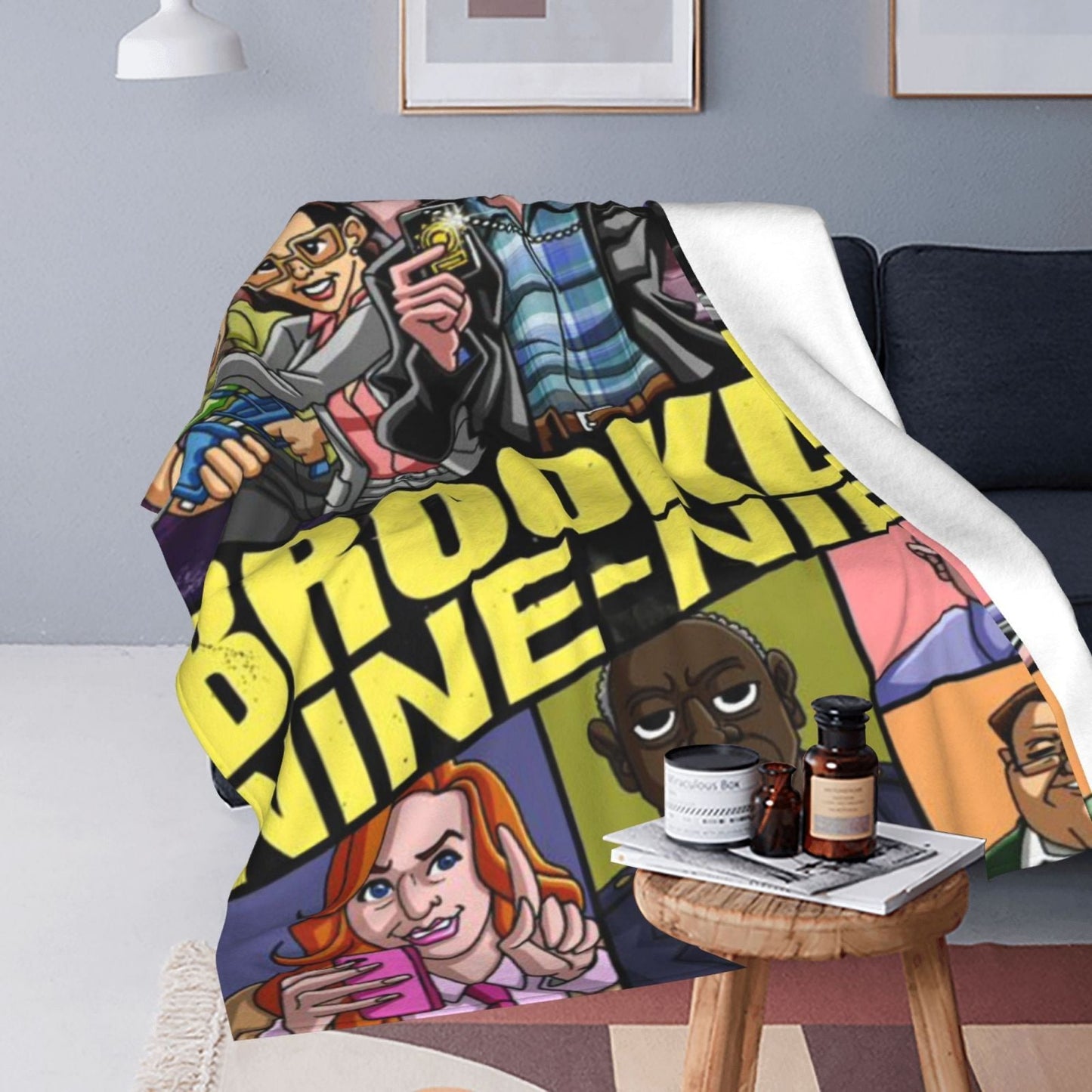 Brooklyn Nine-Nine TV Show Flannel Fleece Blanket - Soft Polyester Throw for Home & Office - Lightweight Travel Shawl for All Seasons - Pet Friendly - Digital Print Design - 250-300gsm