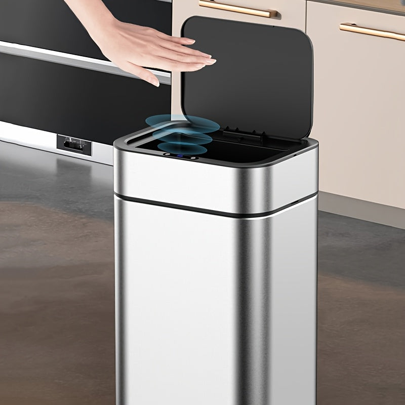 Fashionable high-end smart sensor trash can with large capacity, sealed odor-proof inner bucket and lid. Infrared sensor + kick automatic function. Suitable for various areas in the home