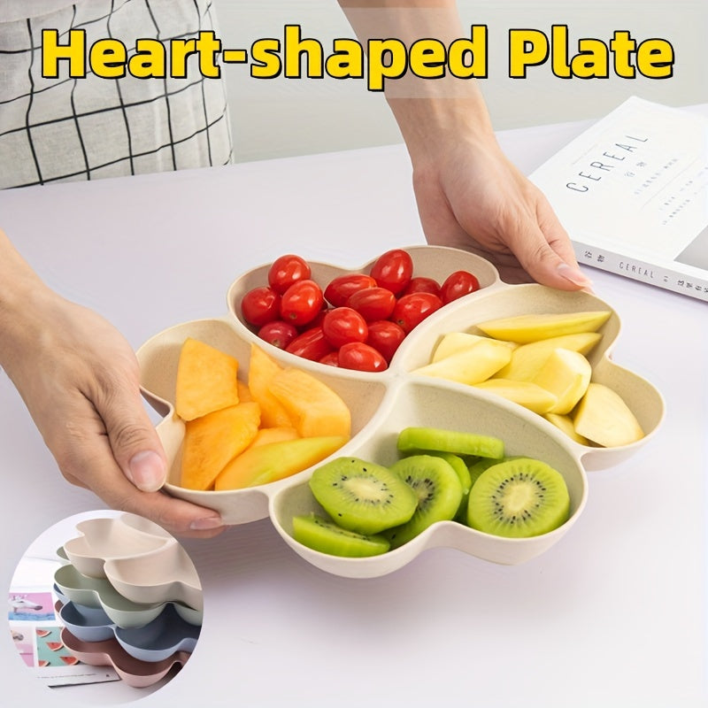 Reusable heart-shaped fruit tray for snacks and desserts at home, parties, weddings, and cafes.