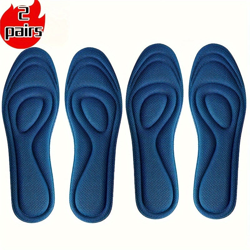 4 Memory Foam Insoles for Sports and Running Shoes, Customizable, Odor-Resistant, Sweat-Absorbing, and Breathable for Men and Women. Suitable for Running Year-Round.