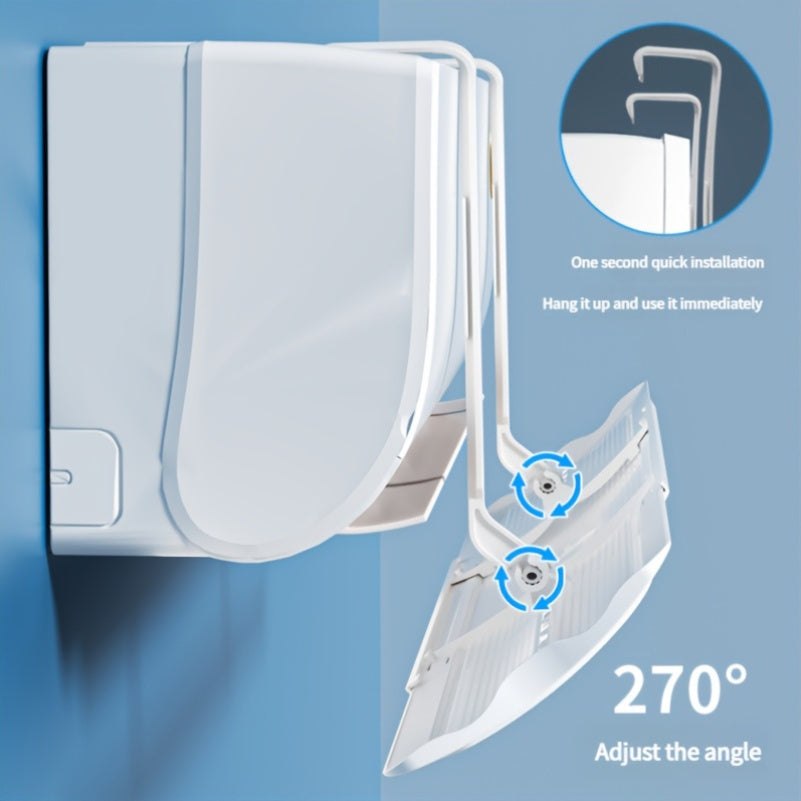 Wind deflector for air conditioners in hook style, made of easy-to-install plastic windscreen, designed to prevent direct airflow, promotes efficient windproofing without requiring electricity, provides comfortable airflow guidance.