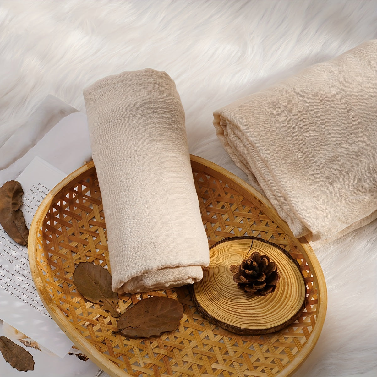 Bamboo Muslin Swaddle Blanket in Solid Color - Perfect for Baby Bath Time, Photography Sessions