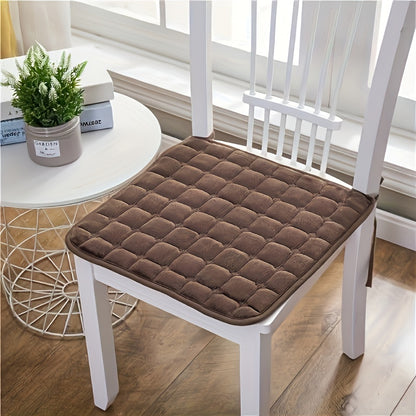 Soft, washable seat cushion for home or office chairs.