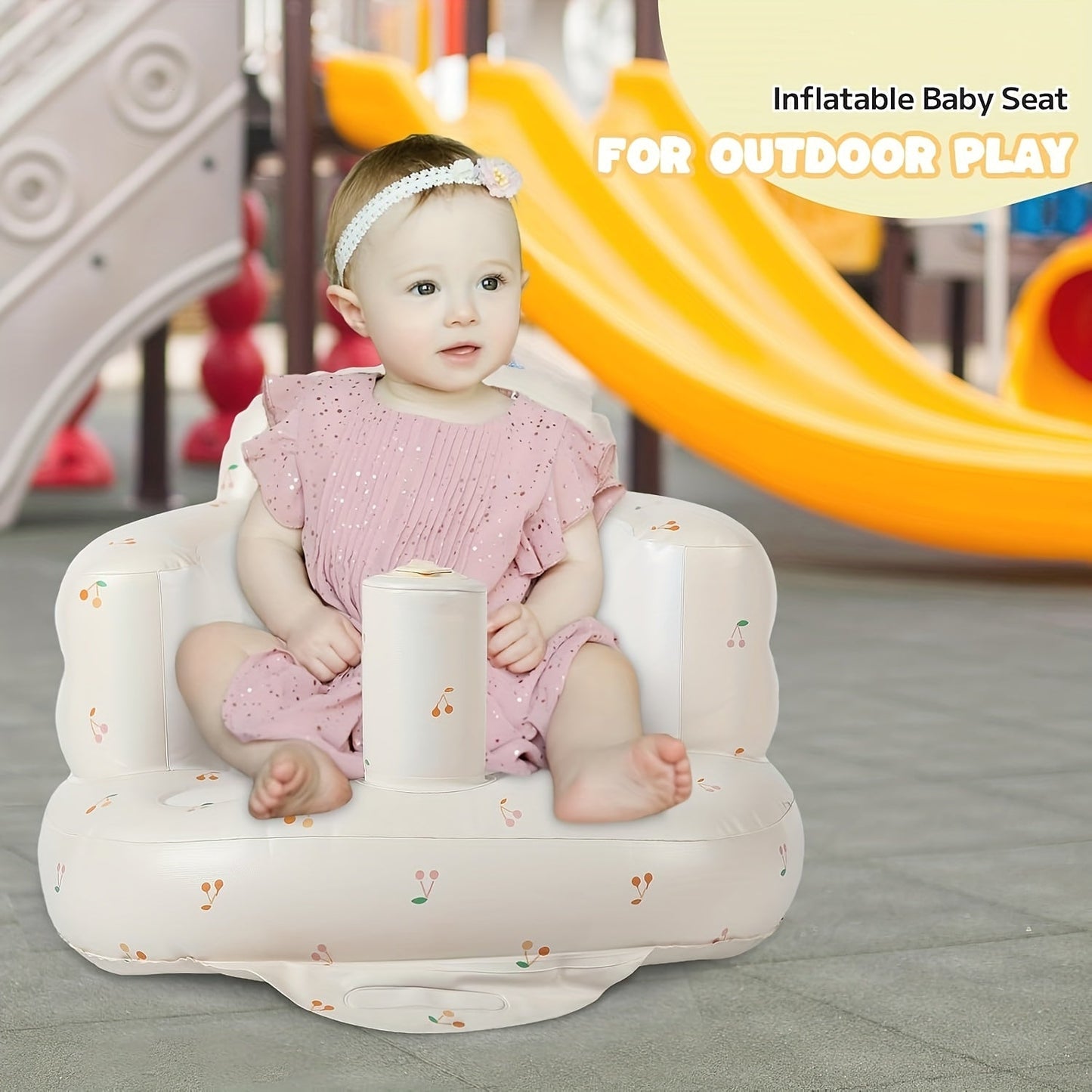 Portable Youngsters Seat with Built-in Air Pump, Inflatable Sit-Stand Floor Seat for 3-36 Months, Ideal for Youngsters Tub Seat