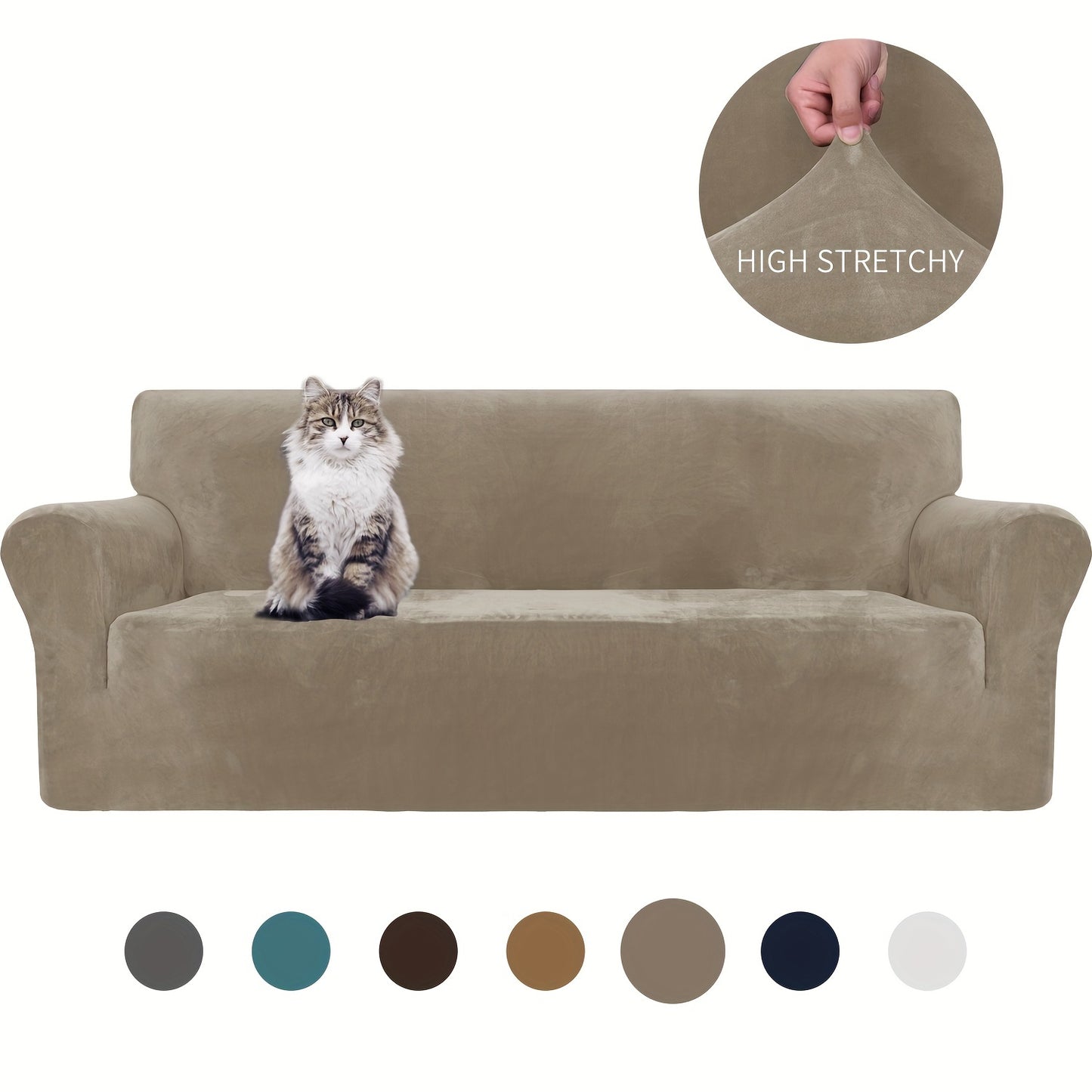 Thickened velvet sofa cover with elastic bottom for all seasons, suitable for pets and provides universal anti-scratch protection for living room home decor.