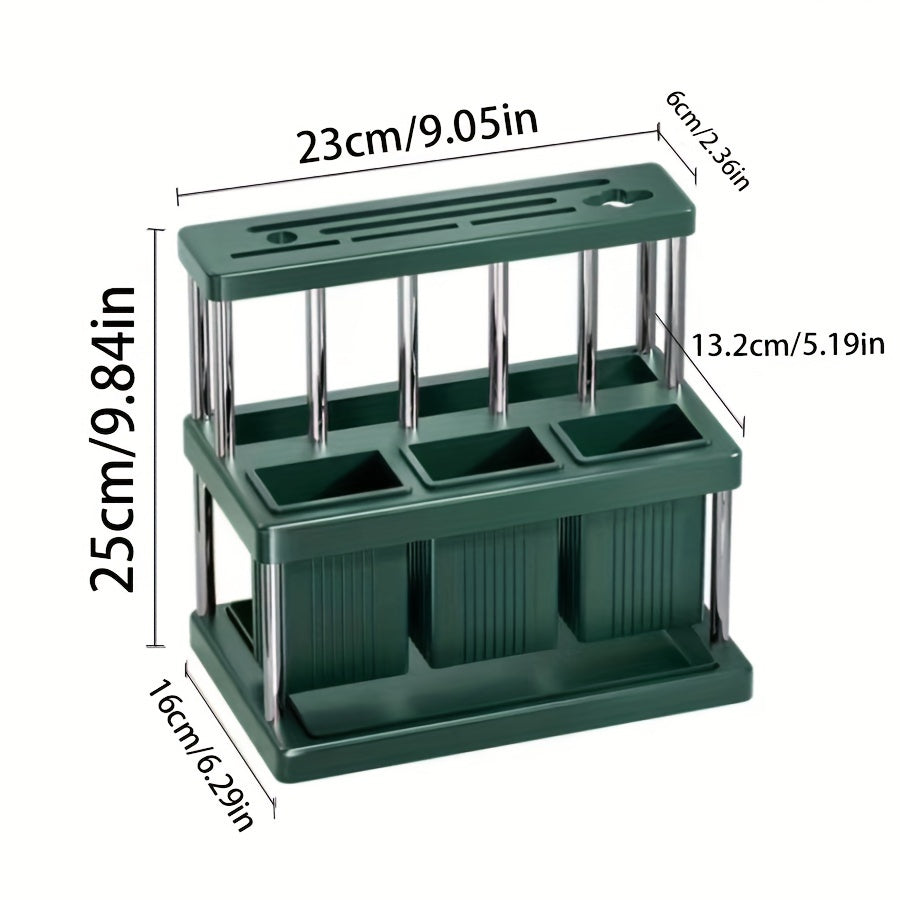 Knife and fork storage rack, with a slot for chopsticks, knives, spoons, and other kitchen accessories. Multi-functional countertop organizer for all your kitchen stuff.