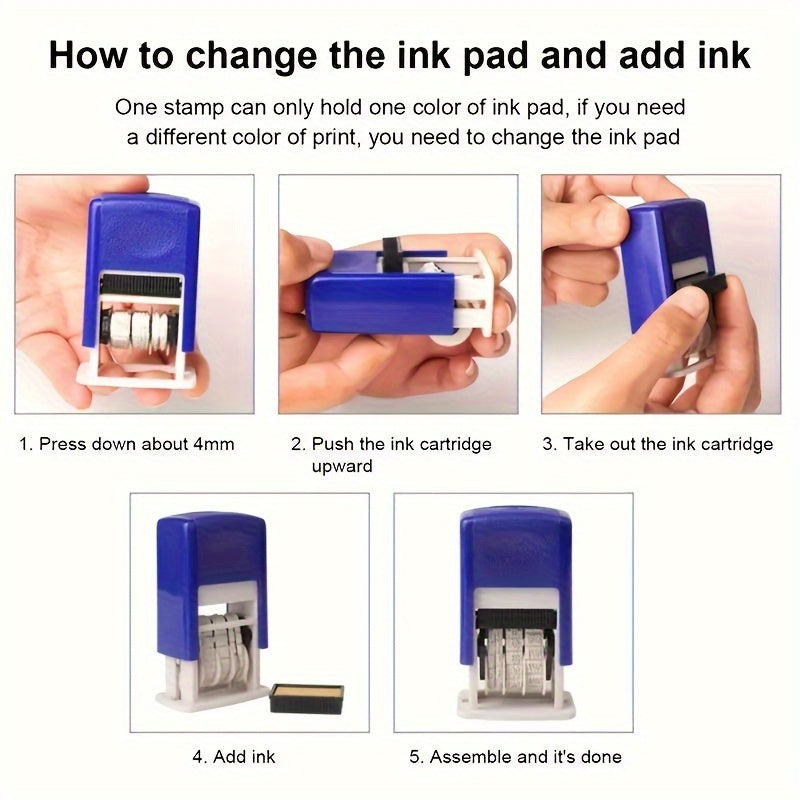 1pc Flip back ink date stamp with adjustable Japanese and Korean hand account seal, made from durable plastic material.