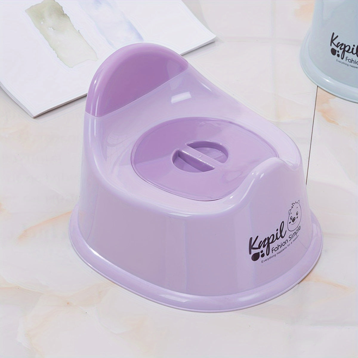 Kids' Bear Design Potty Training Toilet - Durable PP Material, For Kids Under 3 Years - Pink/Purple/Blue, Potty Training Seat