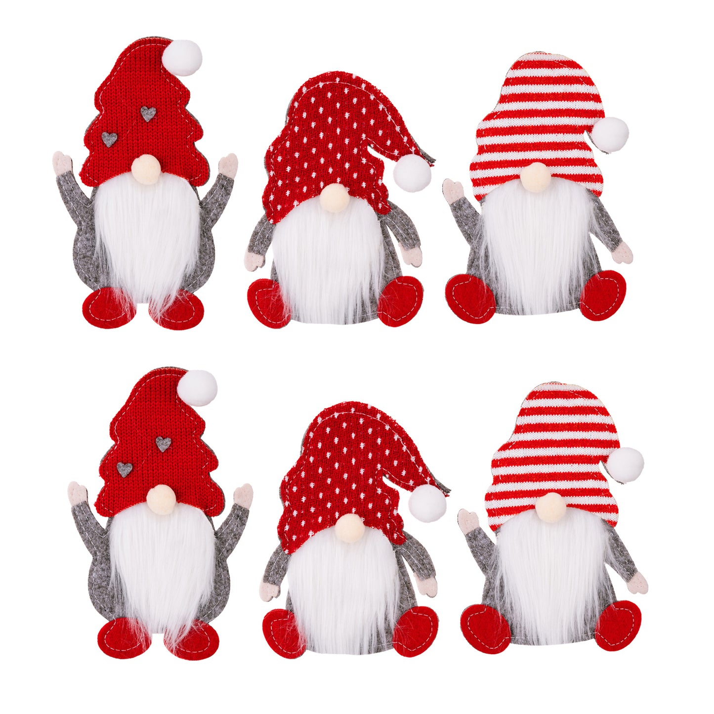 1 set of 6 faceless old man Christmas decorations without knife and fork.