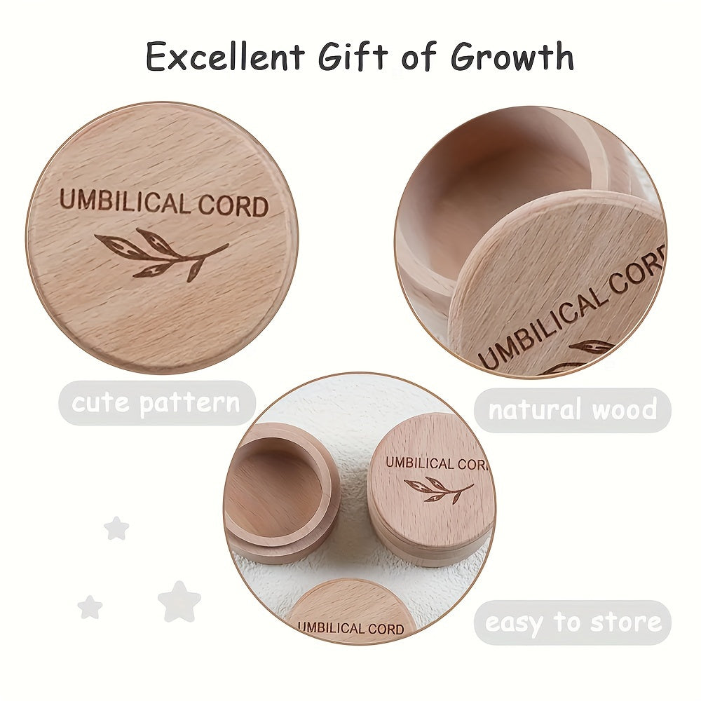 Engraved Wood Hair Box - Hair and Tooth Storage Container in Portable Keepsake Box for Umbilical Cord, Suitable for Ages 14 and Up