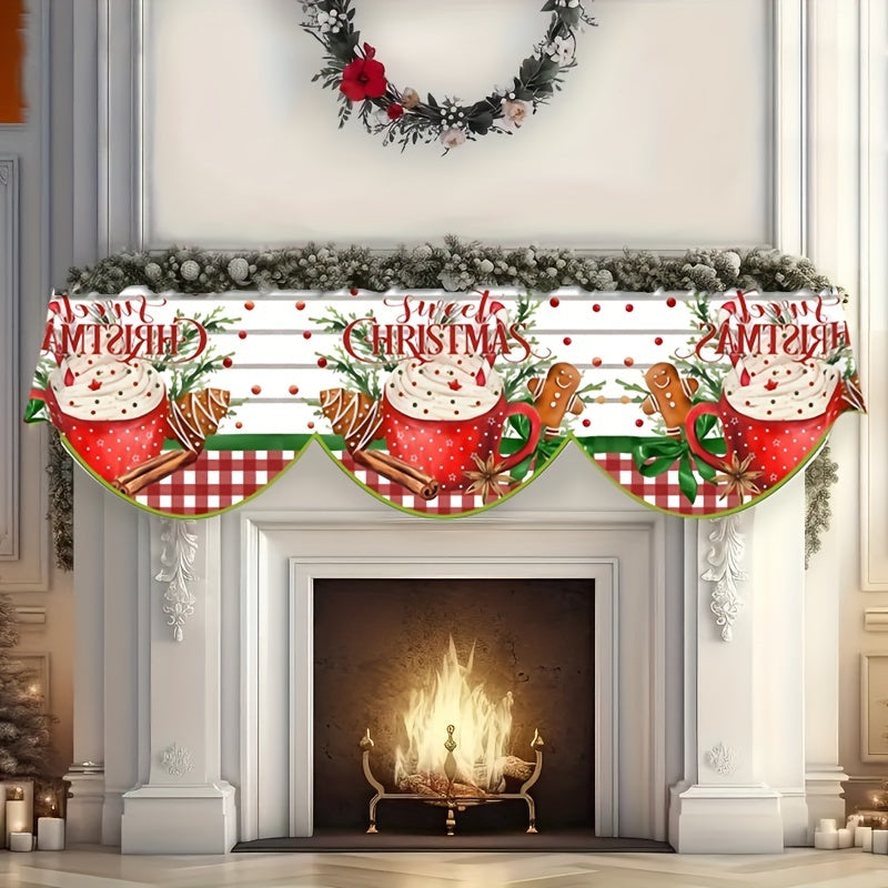 Christmas Candy and Cup Fireplace Mantle Scarf - Enhance Your Holiday Home Decor with this 49.78cm x 199.9cm Scarf, No Batteries Required