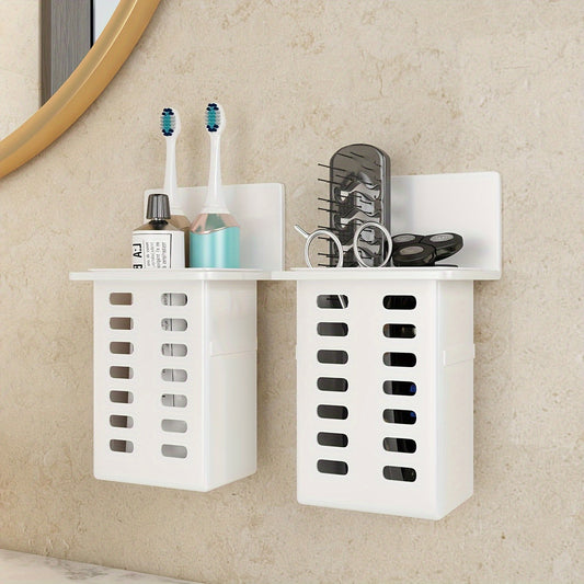 1 wall-mounted toothbrush holder for bathroom storage and organization with multifunctional toothpaste and toothbrush container.