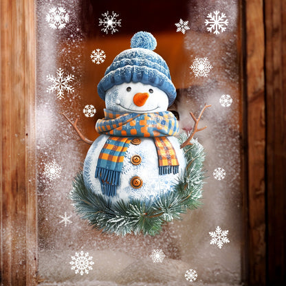 Snowman Window Cling for a Modern Look, Self-Adhesive Static Film made of Polyvinyl Chloride, Double-Sided Visual Design for the Festive Season, 3D Wall Sticker in a Single Sheet measuring 30x40cm - Item Number CT3045-YL.