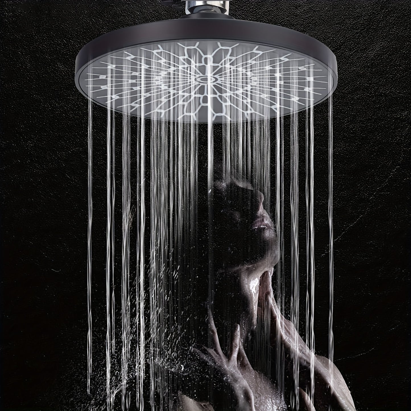 Stainless steel 6-inch high-pressure rain shower head for hotel bathrooms.