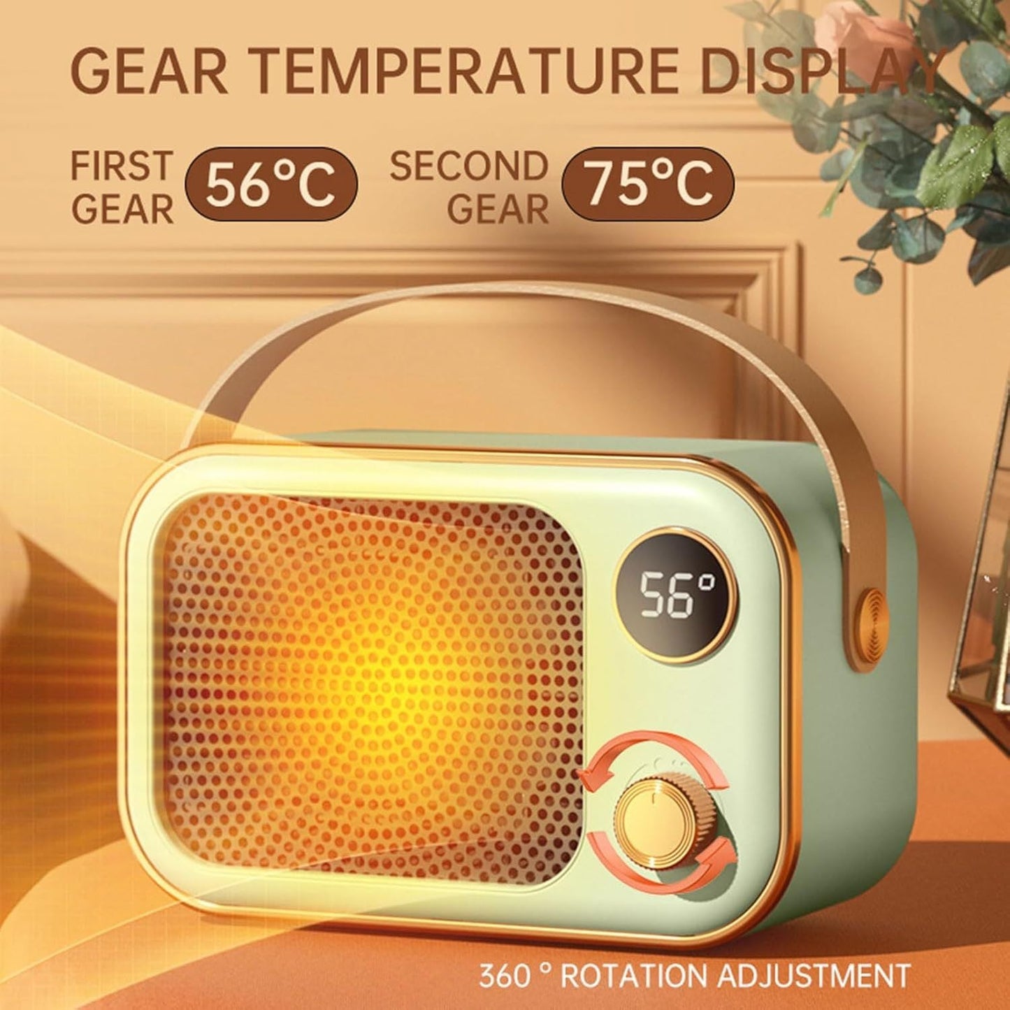 Portable 1200W Space Heater with Two Temperature Settings, Overheat Protection, and Whisper-Quiet Operation - Perfect for Bedroom, Living Room, or Office Use. Great for Desktop or any Small Space, Featuring PTC Ceramic Fan Technology.