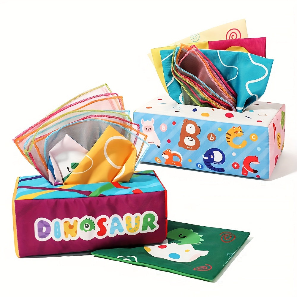 Toys for Babies 6-12 Months: Soft Tissue Box and High Contrast Crinkle Paper Sensory Silk Scarves - Ideal Early Learning Present! Great for Christmas, Halloween, and Thanksgiving gifts.