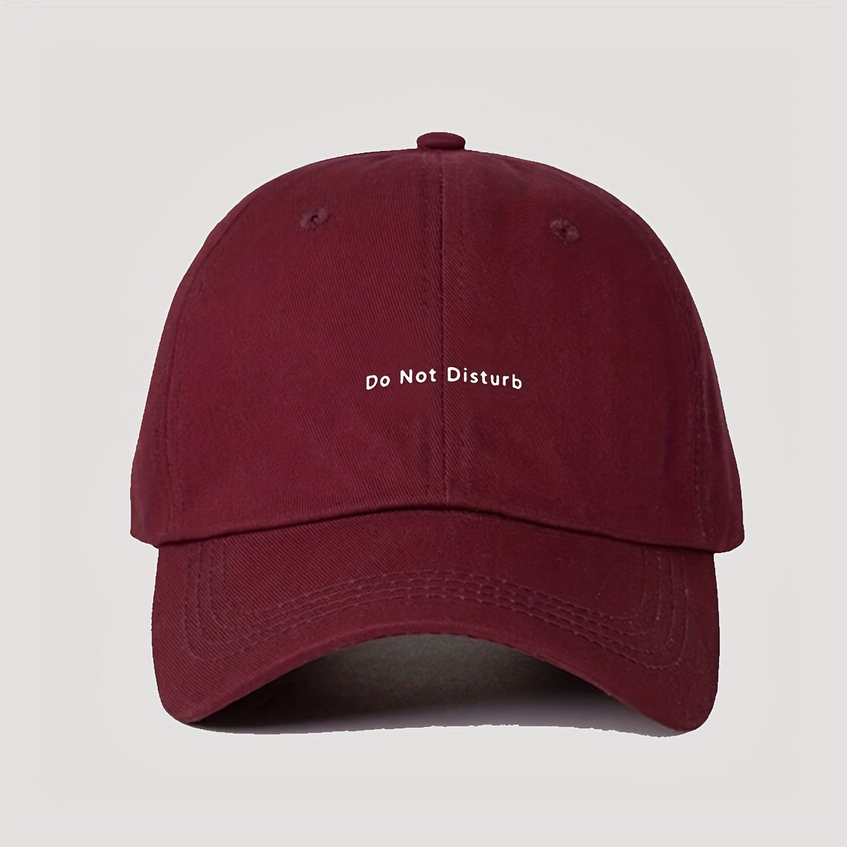 Adjustable 'Do Not Disturb' Print Baseball Cap - Lightweight Dad Hat in Black, Maroon, Brown - Polyester, Machine Washable for Daily Commute & Streetwear