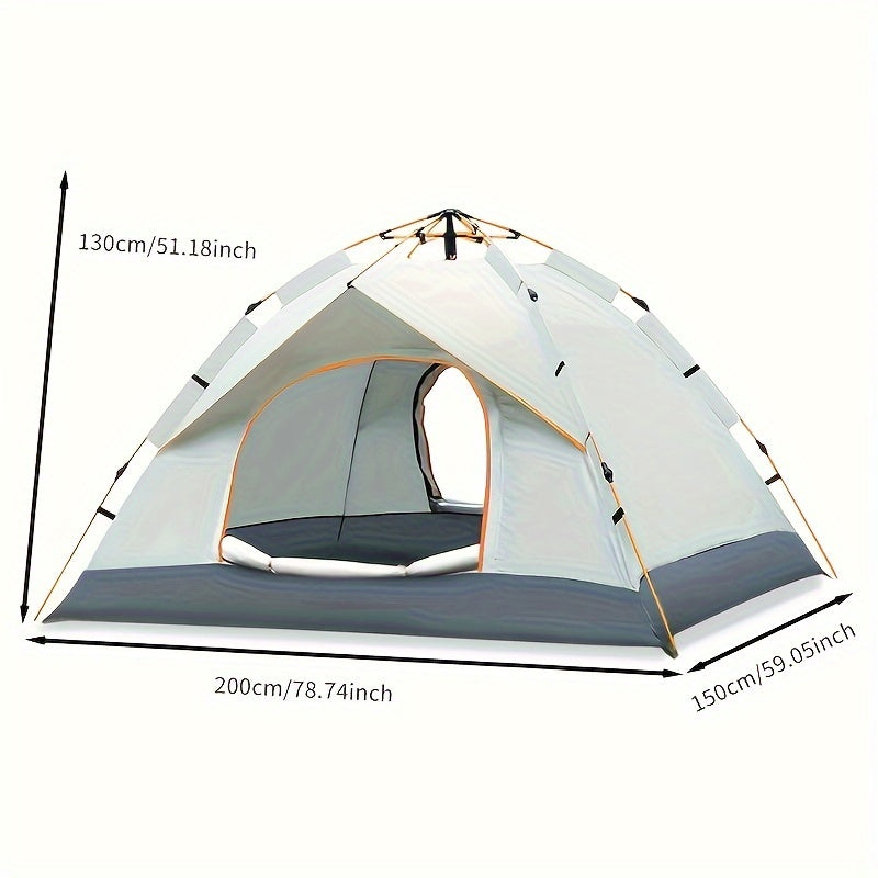 Portable dome tent for 2-3 people with mosquito netting, fiberglass poles. Perfect for family camping and outdoor adventures. Easy setup, all-season use. Durable white polyester fabric.