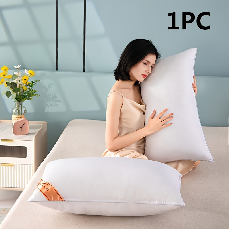 Indulge in the ultimate comfort with our Luxury White High-Rebound Pillow. Made from premium materials, this pillow offers 5-star hotel quality and is filled with soft polyester for year-round comfort. Easily maintain its pristine condition with its