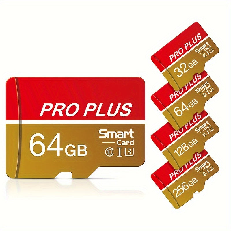 MICRODRIVE High-Speed Memory Card in Red & Gold, U3 Class 10, 8GB to 256GB, with SD Adapter. Perfect for Phones, Tablets, Cameras. Expands Device Memory. Gold Accents, Durable Design.