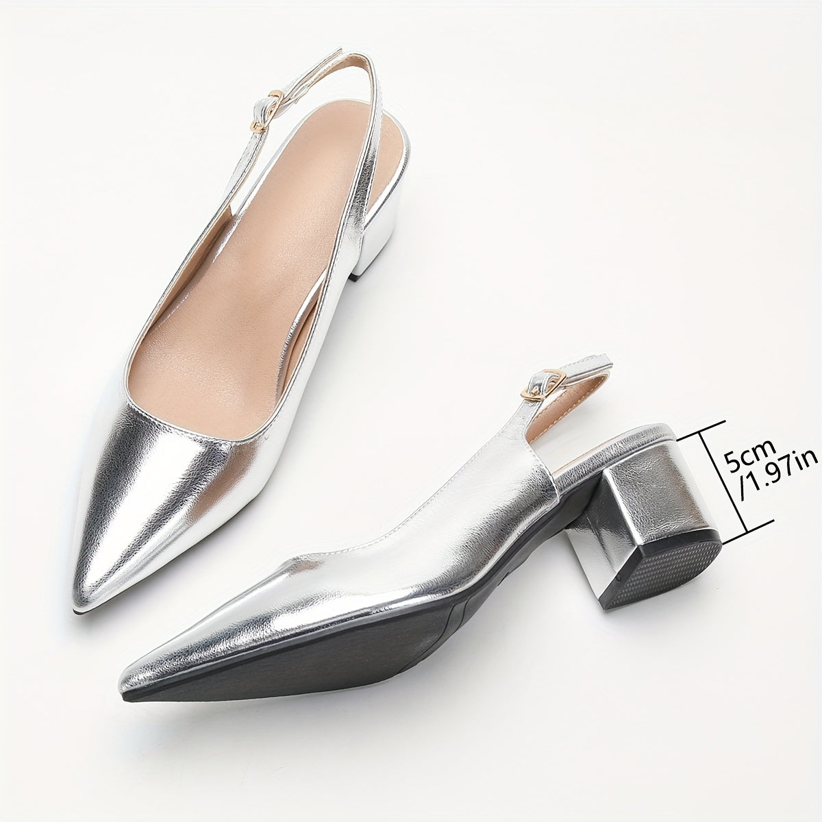 Stylish women's block heel pumps with ankle strap, open back design for parties and all seasons.