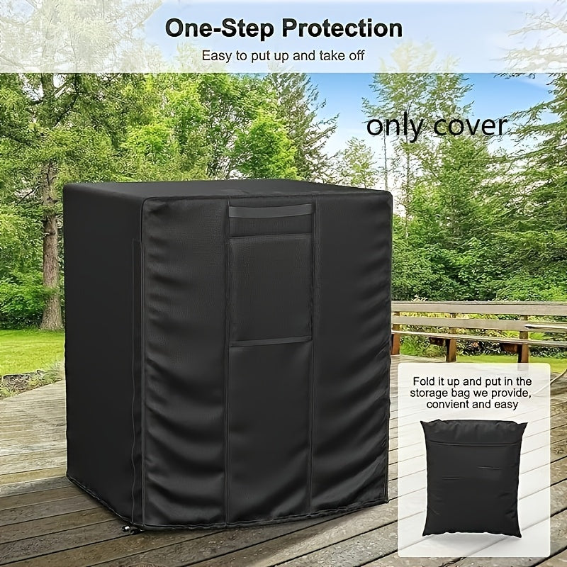 Protect your outdoor air conditioner unit year-round with this durable black PVC cover. Designed to resist rain, dust, sunlight, and corrosion, it features a secure zipper closure for easy on/off. Includes a convenient storage bag for when not in use.