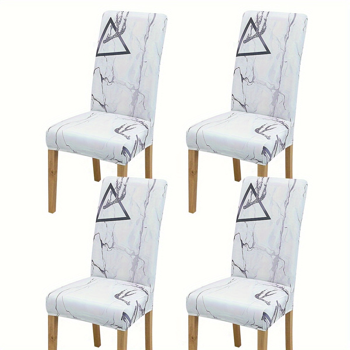 4-6 Milk Chair Slipcovers with Marble Texture Print, Elastic, for Dining Room, Restaurant, Kitchen, Home Decor.